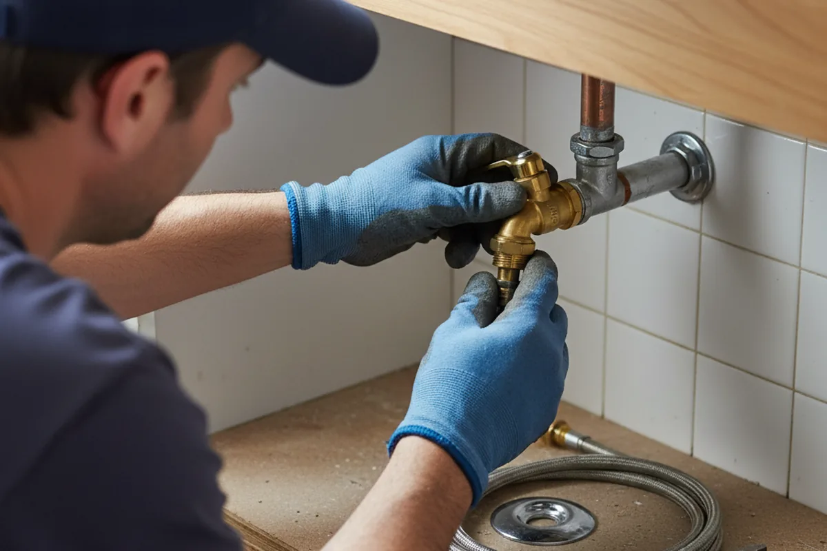 Shutoff valve and fitting work during Burst Pipe Repair in South Kent